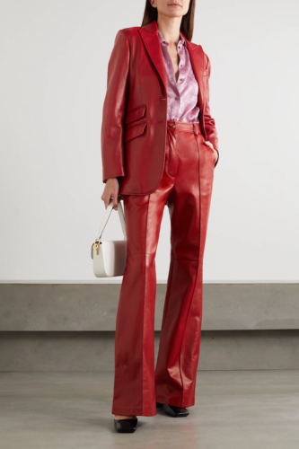 Red Lambskin Leather Pants Custom made 