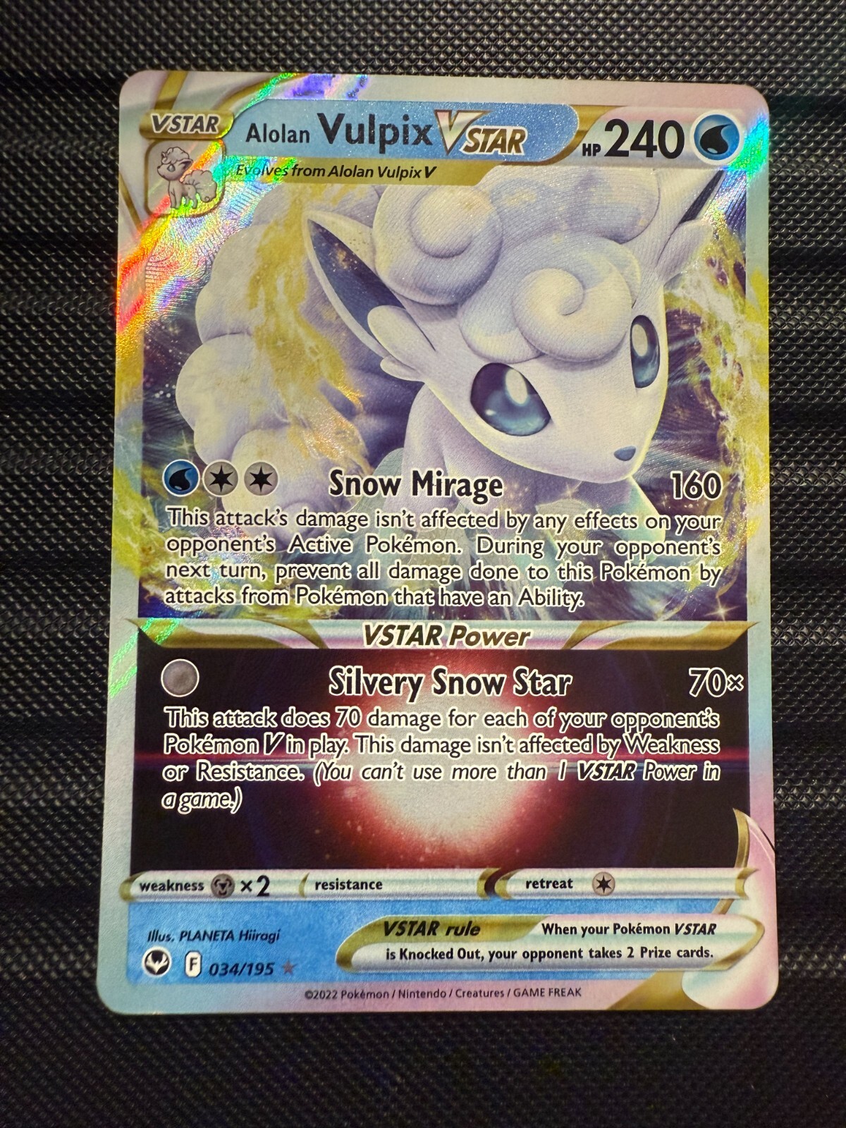Alolan Vulpix VSTAR 034/195 Silver Tempest Pokemon Card NM