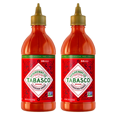 2 Pack McIlhenny Tabasco Sriracha Hot Sauce 20oz Bottles Spicy Condiment Dip