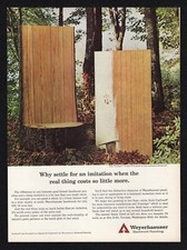 1965 Weyerhaeuser Hardwood Paneling Why Settle Imitation Real Thing Print Ad Vtg
