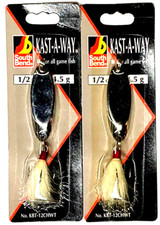 South Bend SET OF 2 KAST-A-WAY 1/2oz Chrome Spoon Bucktail Lure KBT-12CHWT