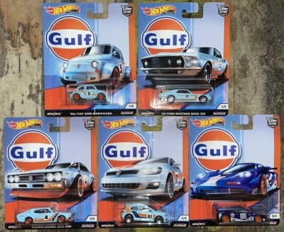HOT WHEELS 2019 GULF SET CAR CULTURE PREMIUM REAL RIDERS 5 x CAR FPY86 MATTEL - Bild 1 von 4