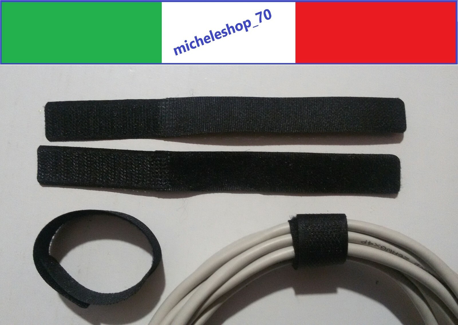 Fascette, nastri a strappo, riordino cavi, strisce nero 2 misure disponibili