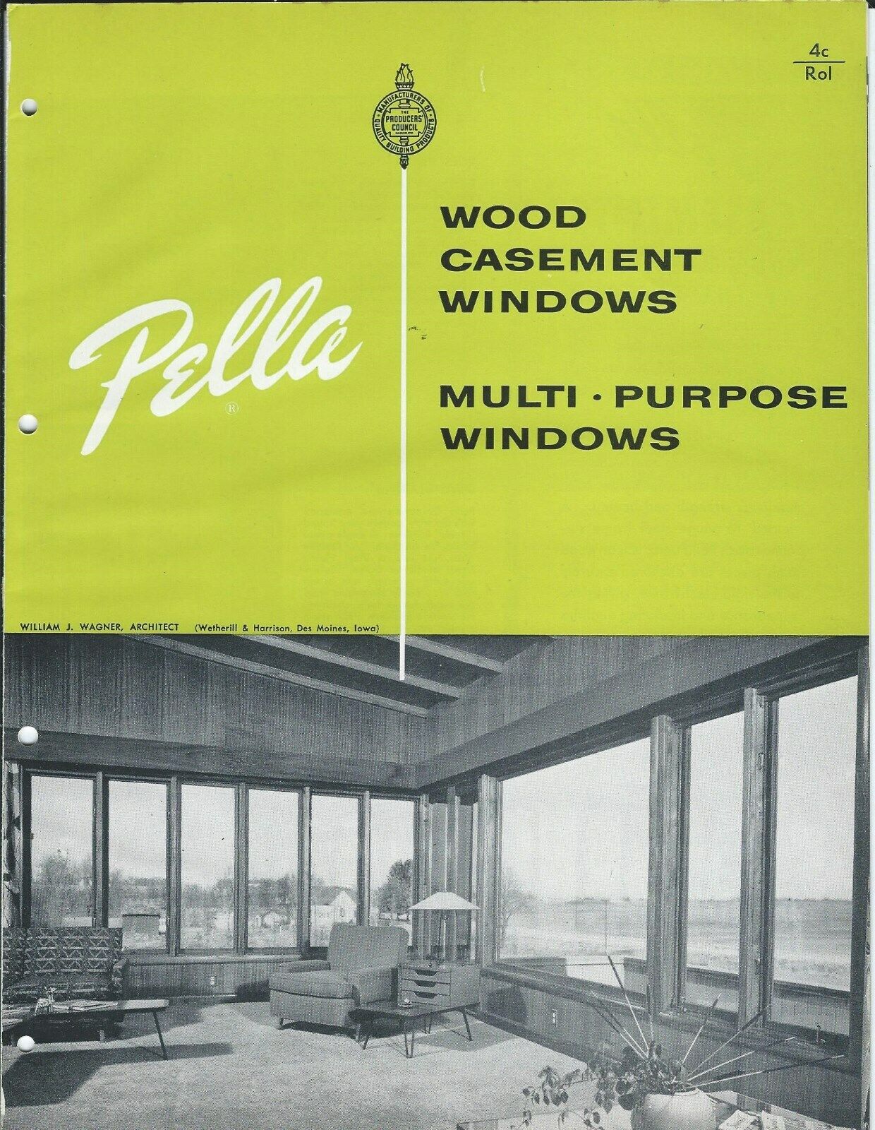 Brochure Rolscreen Pella Window Wood Casement MultiPurpose c1954 Brochure Rolscreen Pella Window Wood Casement MultiPurpose c1954