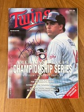 * KENT HRBEK * signed program * 1991 ALCS MINNESOTA TWINS * 1