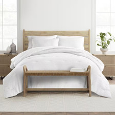 Waffle Textured 3 Piece All Season Down-Alternative King Comforter Set in White