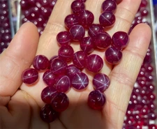 High quality Round bead Red Star Ruby Lab Created High hardness Loose Gemstone
