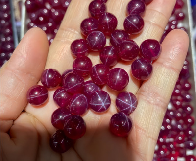 High quality Round bead Red Star Ruby Lab Created High hardness Loose ...