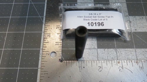 3/8-16 x 3" Allen Socket Set Screw Flat Pt Black Oxide Lot of 5 - Picture 4 of 4
