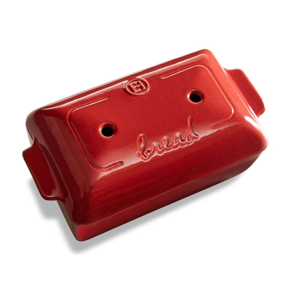 Emile Henry 24cm Ceramic Bread Loaf Baker Dish w/ Lid Tray Rectangle Burgundy