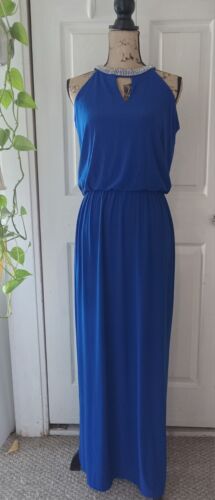 MSK Women Embellished Rhinestones Gown Dress 6 Elastic Waist Prom Wedding BLUE - Afbeelding 1 van 10