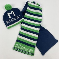 Mitch & Son Boys Hat & Scarf Set - Blue & Green - Age 2 years