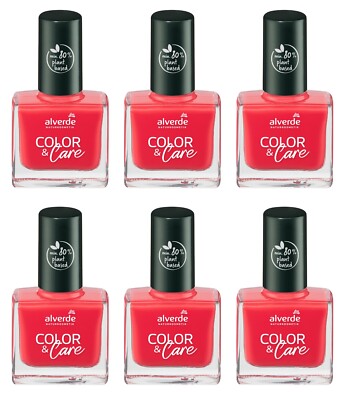 6 x 10ml | alverde NATURKOSMETIK Nagellack Color & Care Nail Polish 50 Coral Red