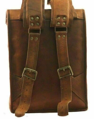 Roll Top Backpack Rucksack Rolling Bag travel Bikers Bag in genuine leather - Picture 10 of 11