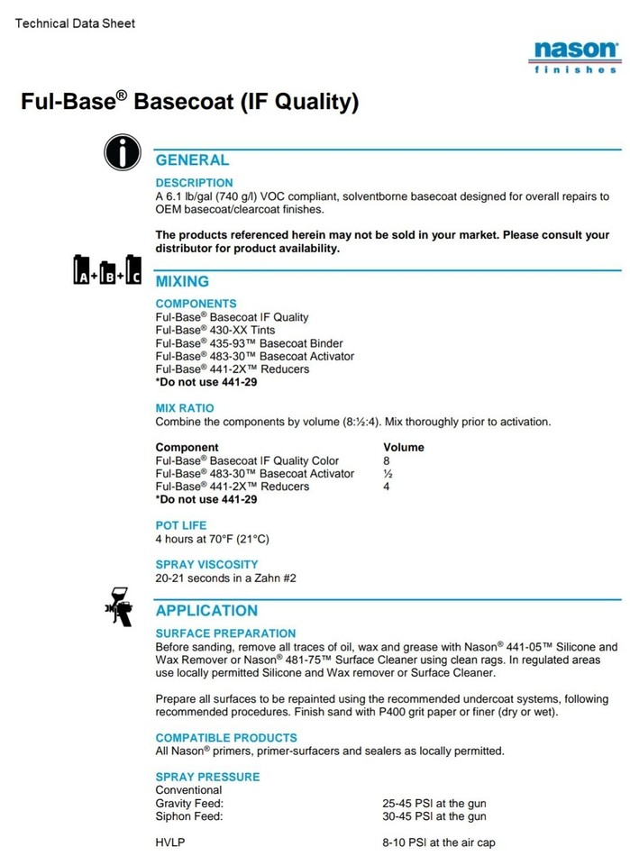 Axalta Coatings Nason 43046 Monastral Gold FulBase Tint Mixing Toner