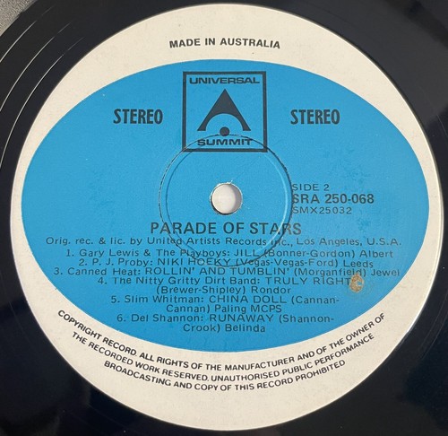 Parade Of Stars Vinyl Record Various Artists 12” 33 RPM SRA 250-068 Summit 1970s - Picture 23 of 24