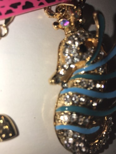 Betsey Johnson Halskette SEEPFERDCHEN KRISTALLE Blau Gold Sommer - Bild 4 von 7