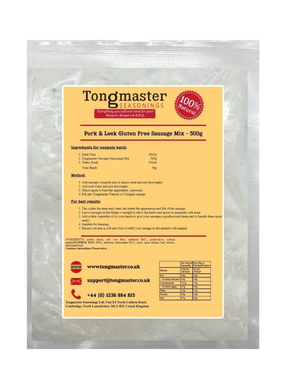 Pork & Leek Gluten Free Sausage Mix - 500g