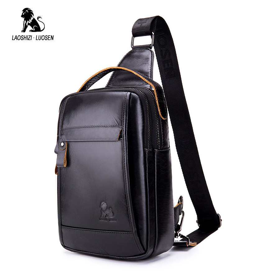 LUOSEN Men Leather Shoulder Bag Small Oil Wax Shoulder Messenger - Main Image