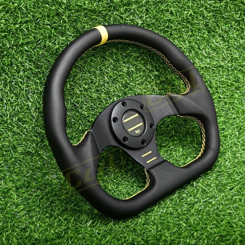 Volante de repuesto en forma de D universal cuero plano maíz deportes Sim carreras - Imagen 7 de 7