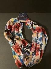 Juncture Women's Chiffon Infinity Scarf Multi-Color Flowers 68" x 10" accessory