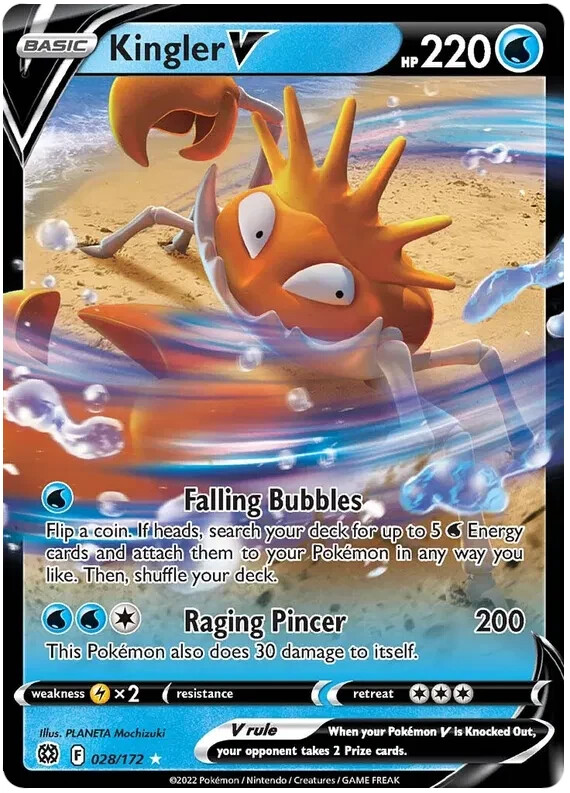 Kingler V Holo Ultra Rare Pokemon Card 028/172