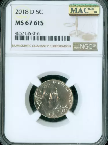 2018 D JEFFERSON NICKEL NGC MS67 6 FS PQ 2ND FINEST GRADE MAC SPOTLESS *