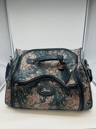 Vintage Floral Roses Skyway Retro Travel Carryon Luggage Bag Handles Canvas
