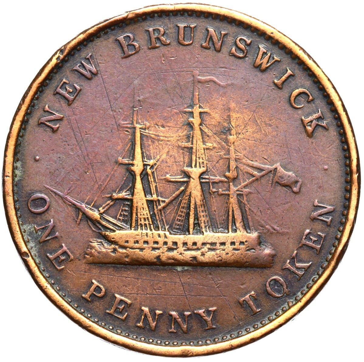 New Brunswick - Token Stamp - Victoria - 1 Penny Pence 1843 - Ship Sailing  Ship | eBay