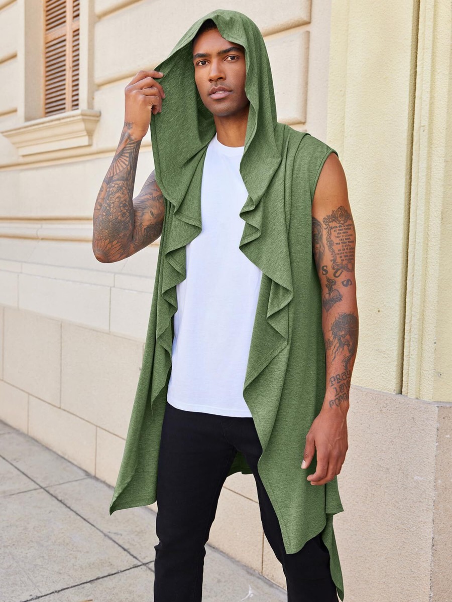 Coofandy Long Hooded Cardigan Mens White Shawl COOFANDY Men's Long