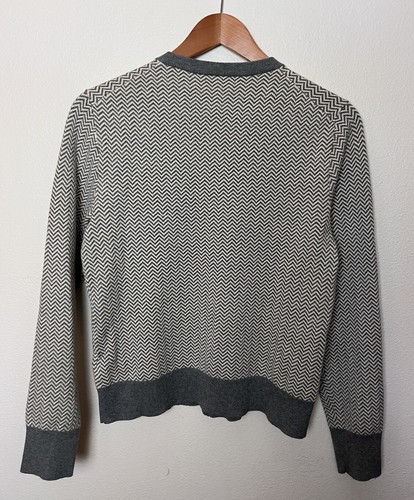 J Crew Gray Chevron Button Front Cardigan Sweater Women’s Sz Large Casual Preppy - Picture 4 of 5