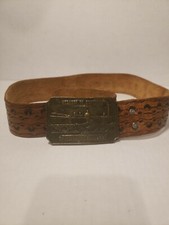 Vintage Durango To Silverton Denver Rio Grande RR Brass Belt Buckle Belt 34"
