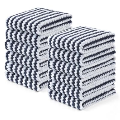 Kitchen Towels(12 Pack, 10 x 20 inches), Ultra Dark Grey 10'' x 20'' - 12 Pack