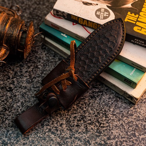 Wild Blades 10.5" Full Tang Hunting Knife Handmade EDC ANTLER+ Leather Sheath - Picture 11 of 12