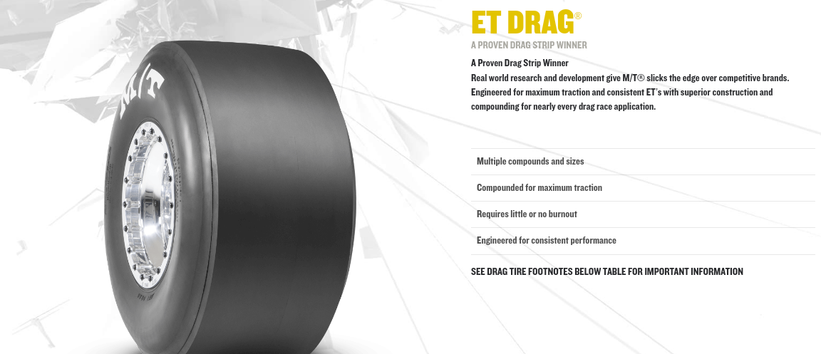 Mickey Thompson ET Drag Pair of Slicks 28x10.5x15W Stiff
