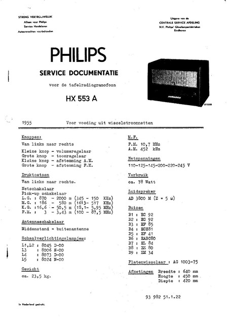 Servizio Manuale di Istruzioni per Philips Hx 553 A UN8287 Servizio Manuale di Istruzioni per Philips Hx 553 A UN8287