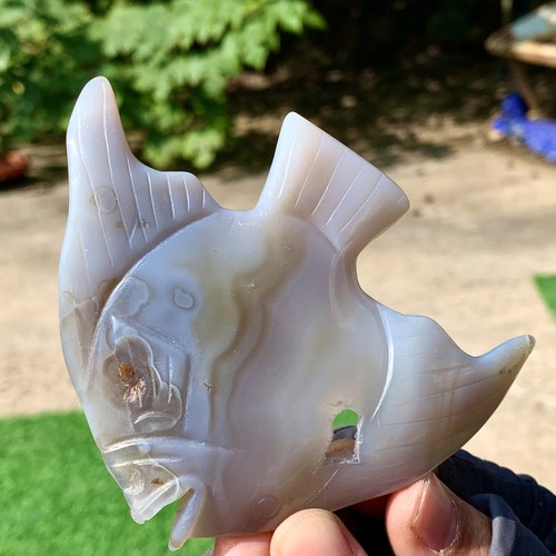 80G Natural Agate crystal cave hand-carved fish crystal specimen treatment - Picture 6 of 21