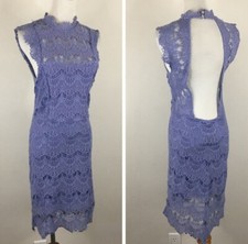 Free People Bodycon Dress Womens Petite Small Blue Daydream Lace Slip Open Back