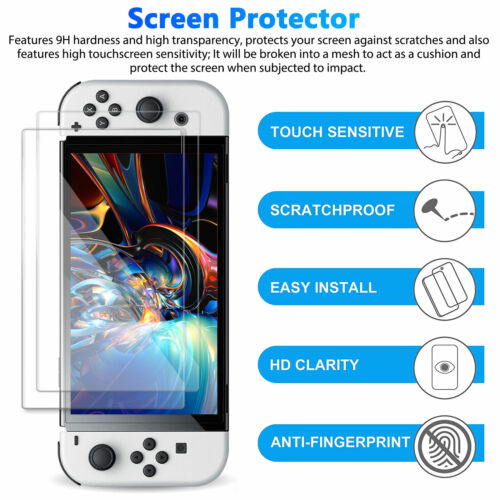 Carrying Case Bag+Tempered Glass Protector+Shell Cover For Nintendo Switch OLED - Picture 7 of 10