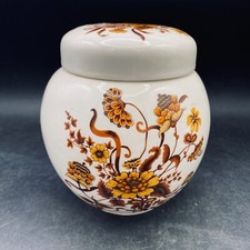Ingwerglas wei&szlig; Keramik Urne SADLER WILD FLOWER authentisch Vintage Deckelvase 5"