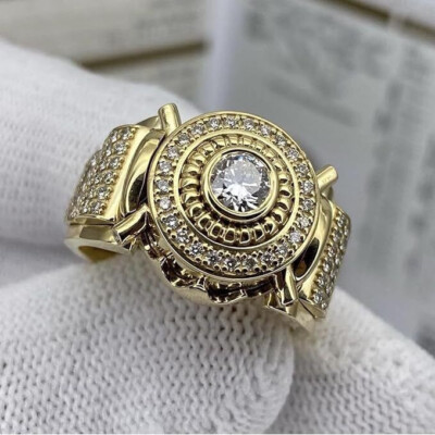 Men's Pinky Wedding Groom Ring 14K Yellow Gold Plated 2.3 Ct Simulated Diamond