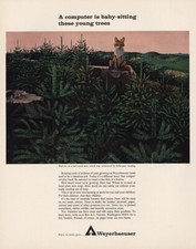 1966 Weyerhaeuser: Computer Baby Sitting Trees Vintage Print Ad