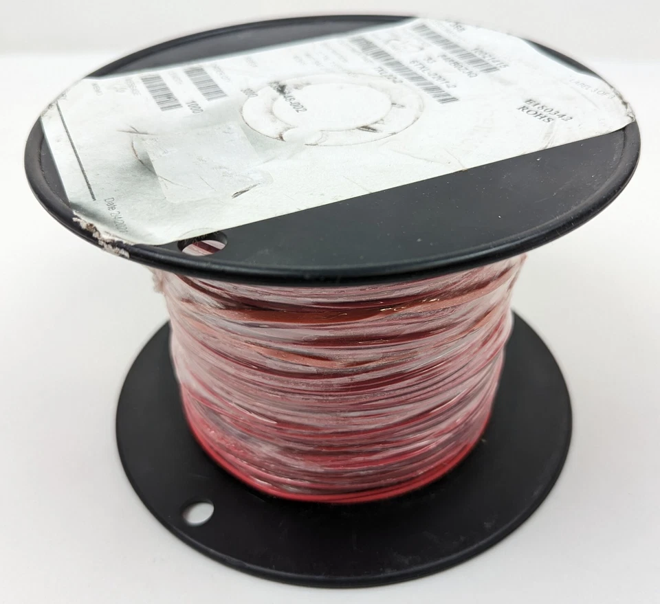 1000' 6TXL-2201-2 fio de conexão TXL XLP 22AWG encalhado 125C 60V vermelho SAE J1128 NOVO - Imagem 3 de 3