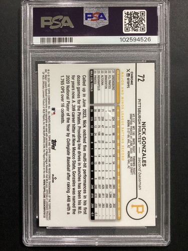 Nick Gonzales 2024 Topps Cromo Logofractor 72 Verde Refractor RC 84/99 PSA 9 - Imagen 2 de 3