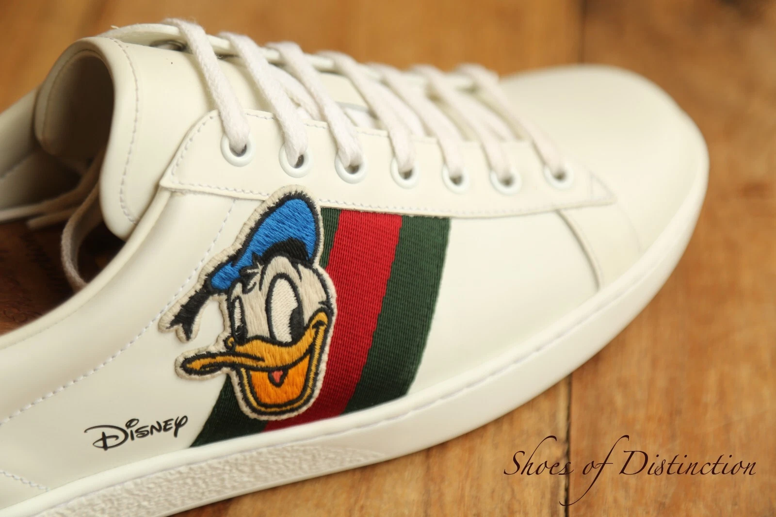 Gucci Ace Donald Duck Disney chaussures en cuir blanc baskets hommes UK 8 US 9
