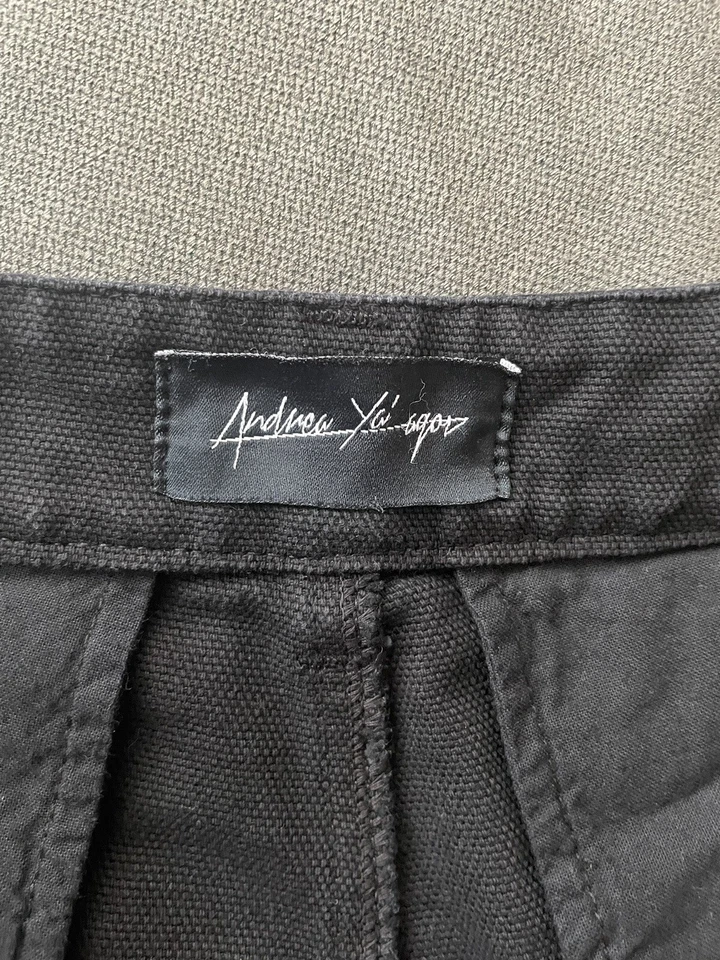ANDREA YA'AQOV Black Cargo Pants Corduroy Accents MATCHES JACKET Made In Italy - Image 3 of 4