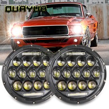 For Ford Mustang 1965-1973 7" Inch LED Headlights w/ DRL Turn Signal Light Pair