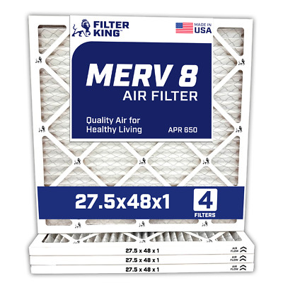 Filter King 27.5x48x1 Air Filter 4-PACK MERV 8 Actual Size 27.5 x 48 x .75''