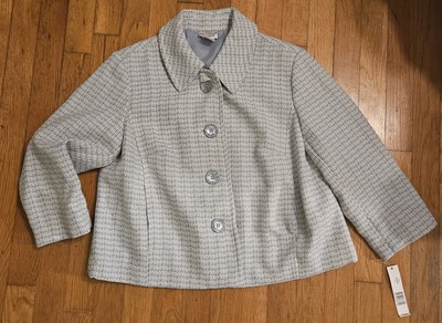 Kim Roger's Signature Blazer Size 8 Lined Twead 4 Button Short Blazer Light Blue