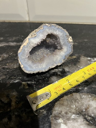 Mineral Specimen, Banded Agate Quartz Geode, Part-Polished Fossil - Picture 2 of 7